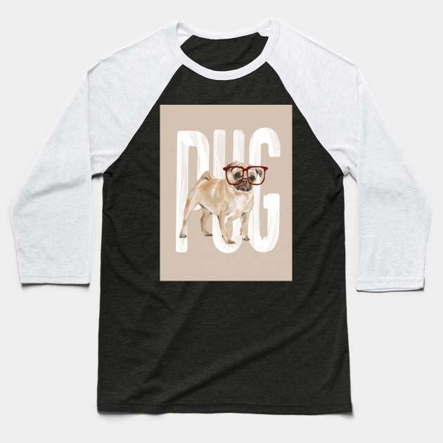 Pug Dog Baseball T-Shirt by Art Designs